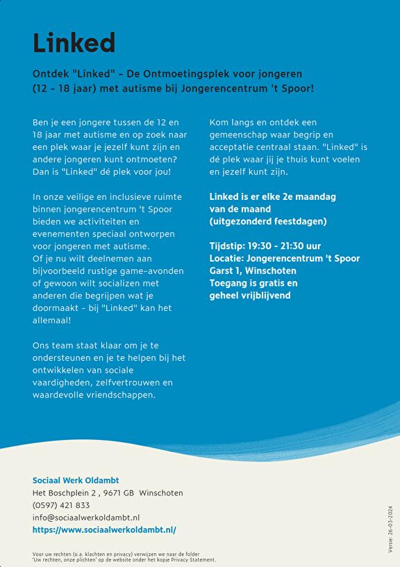 Flyer Linked, jongeren autisme